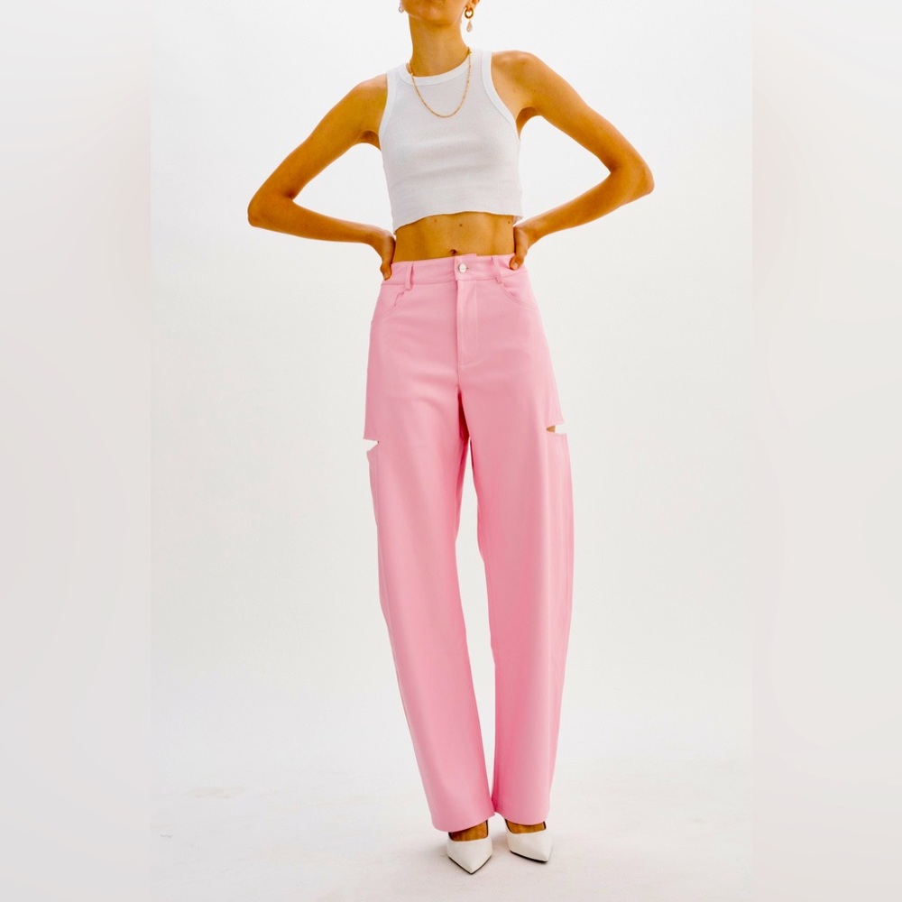 FALEEN Barrel Leg Pants | BUTTER Soft Vegan Leather - Orchid Pink